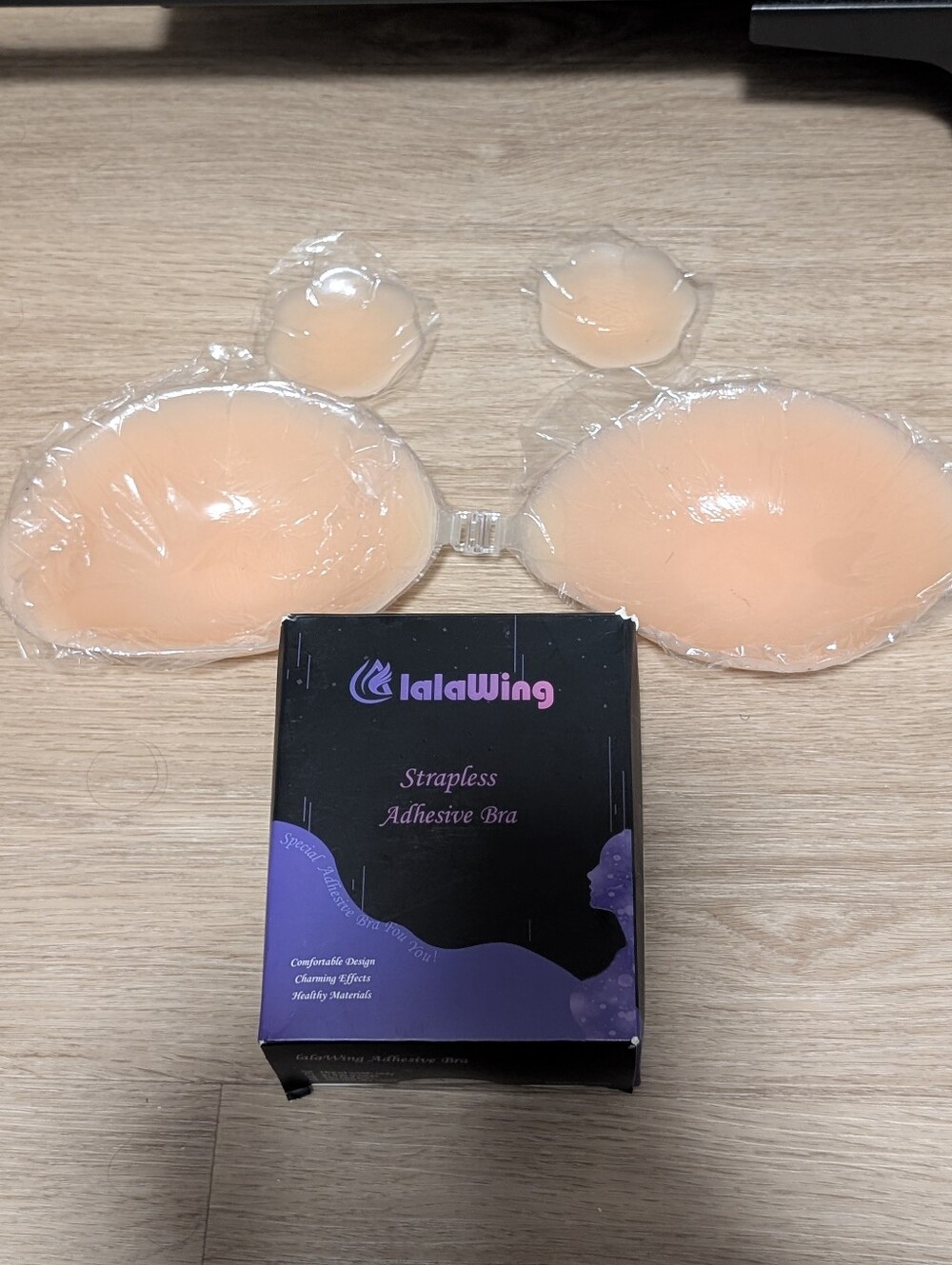 lalaWing Adhesive Bra Strapless Sticky Invisible Push Up Silicone Bra for Women